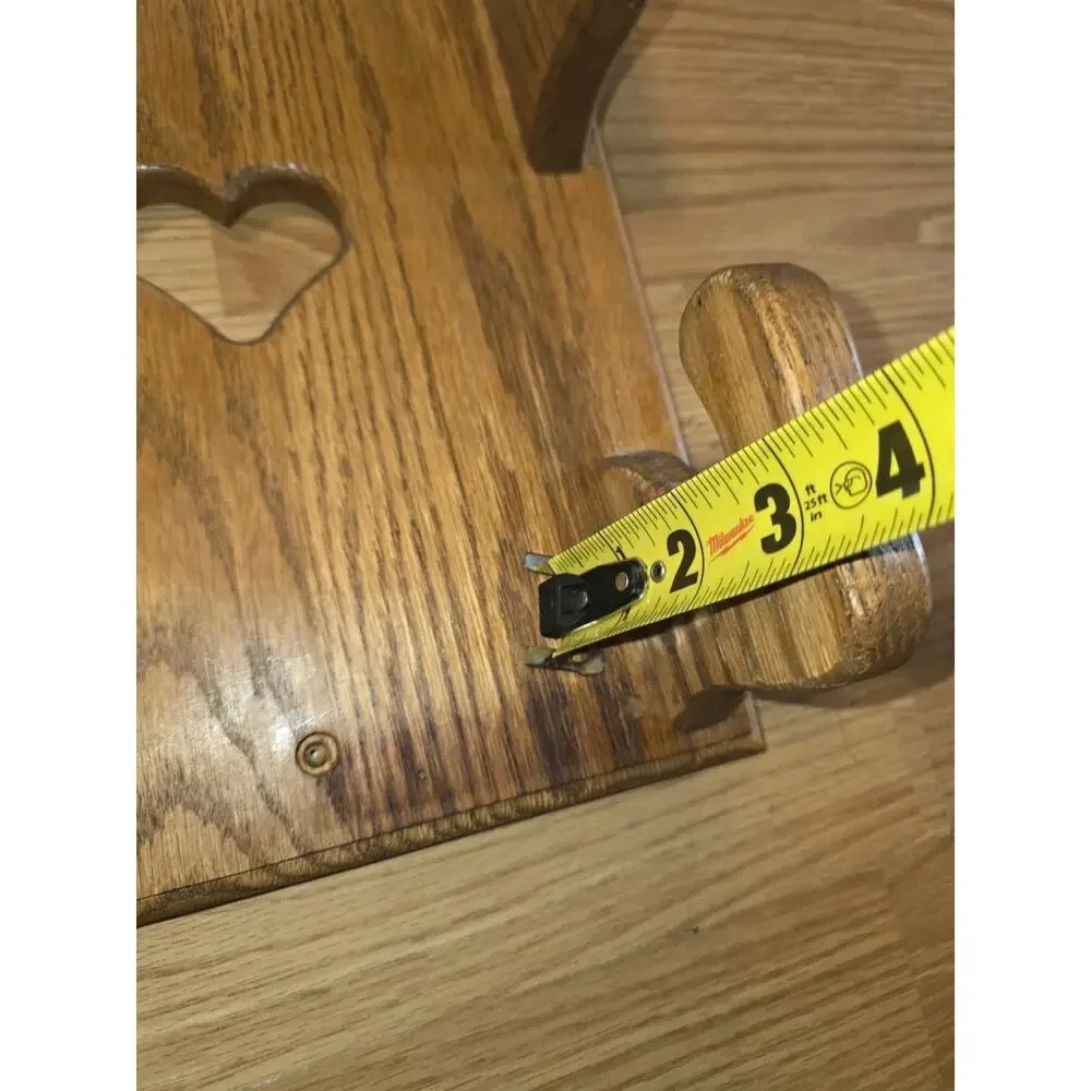 Vtg Wood Heart Cut Out Hair Tool Holder Curling Iron Blow Dryer Bathroom Display